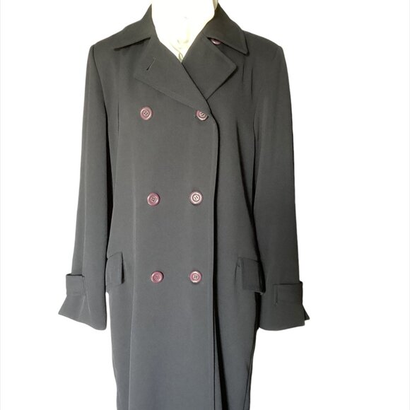 VINTAGE Jones New York Women's Double Breasted Maxi Coat Navy - Picture 1 of 12